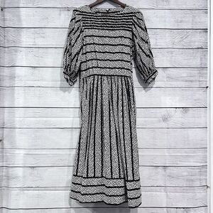 Morelle Floral Print Bell Sleeve Midi Dres Cottage Core Size 14 Vintage